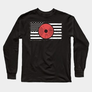 American Flag | Vinyl Record DJ Turntable Long Sleeve T-Shirt